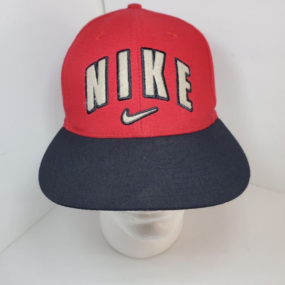 Vintage Nike Hat Cap Strap Back Red Black Swoosh Logo Adjustable Sport Street